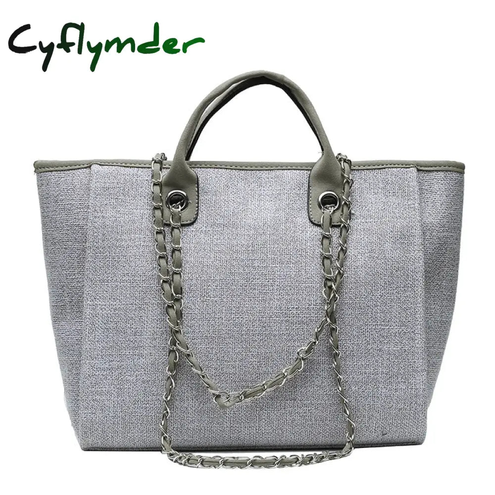 Cyflymder Casual Large Capacity Tote Designer Chains Women Handbags Luxury Canvas Lady Shoulder