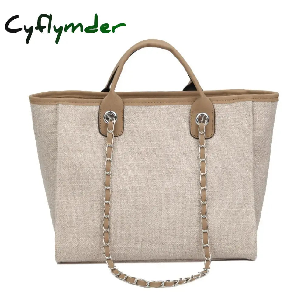 Cyflymder Casual Large Capacity Tote Designer Chains Women Handbags Luxury Canvas Lady Shoulder