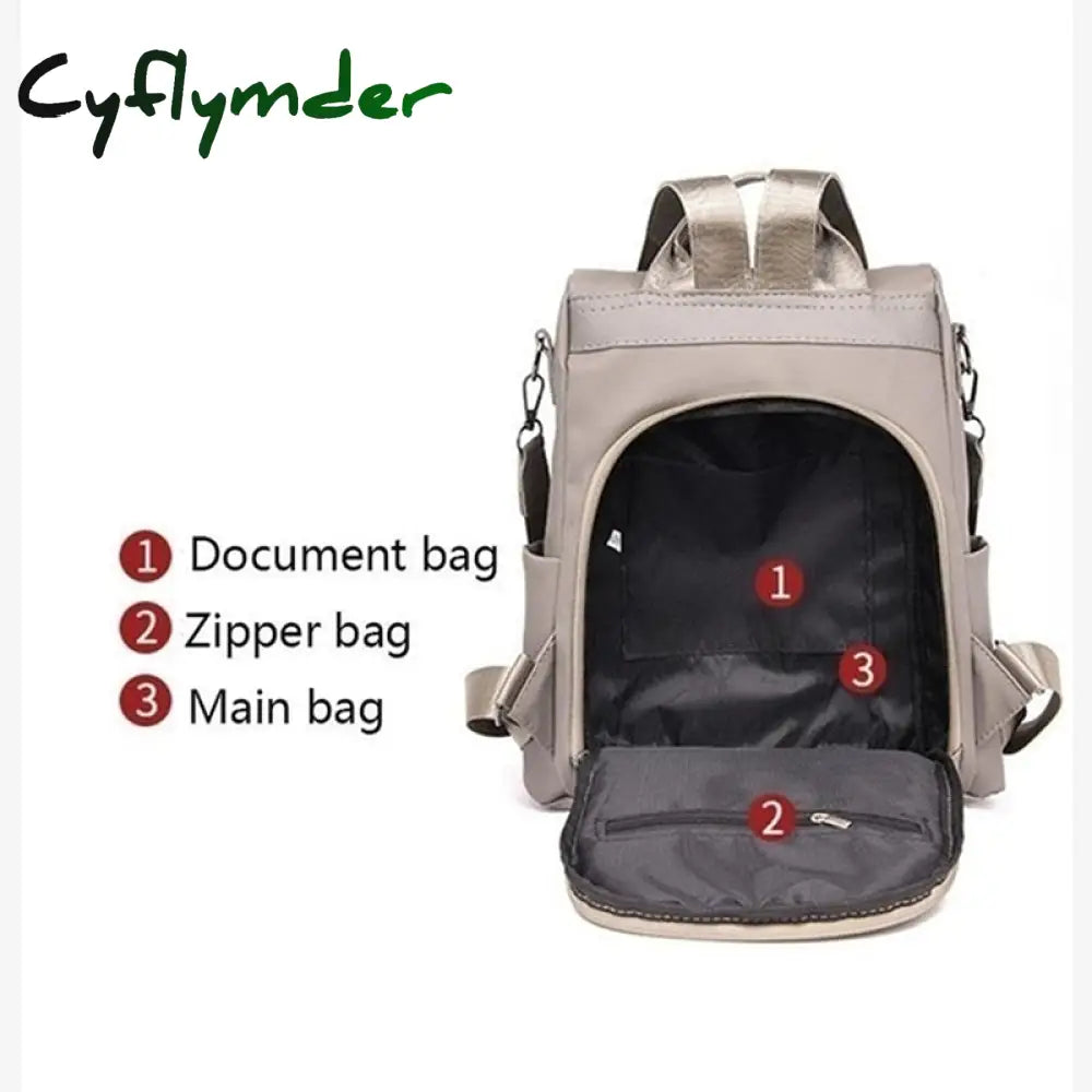 Cyflymder Casual Oxford Backpack Women Black Waterproof Nylon School Bags For Teenage Girls High