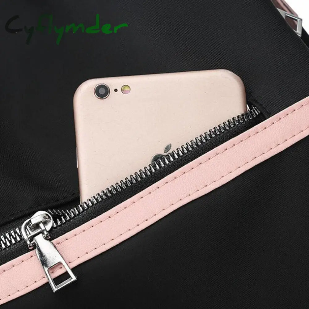 Cyflymder Casual Oxford Backpack Women Black Waterproof Nylon School Bags For Teenage Girls High