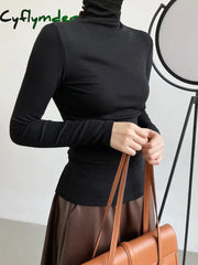 Cyflymder - Casual Ribbed Turtleneck Shirt Black / Xs T-Shirts