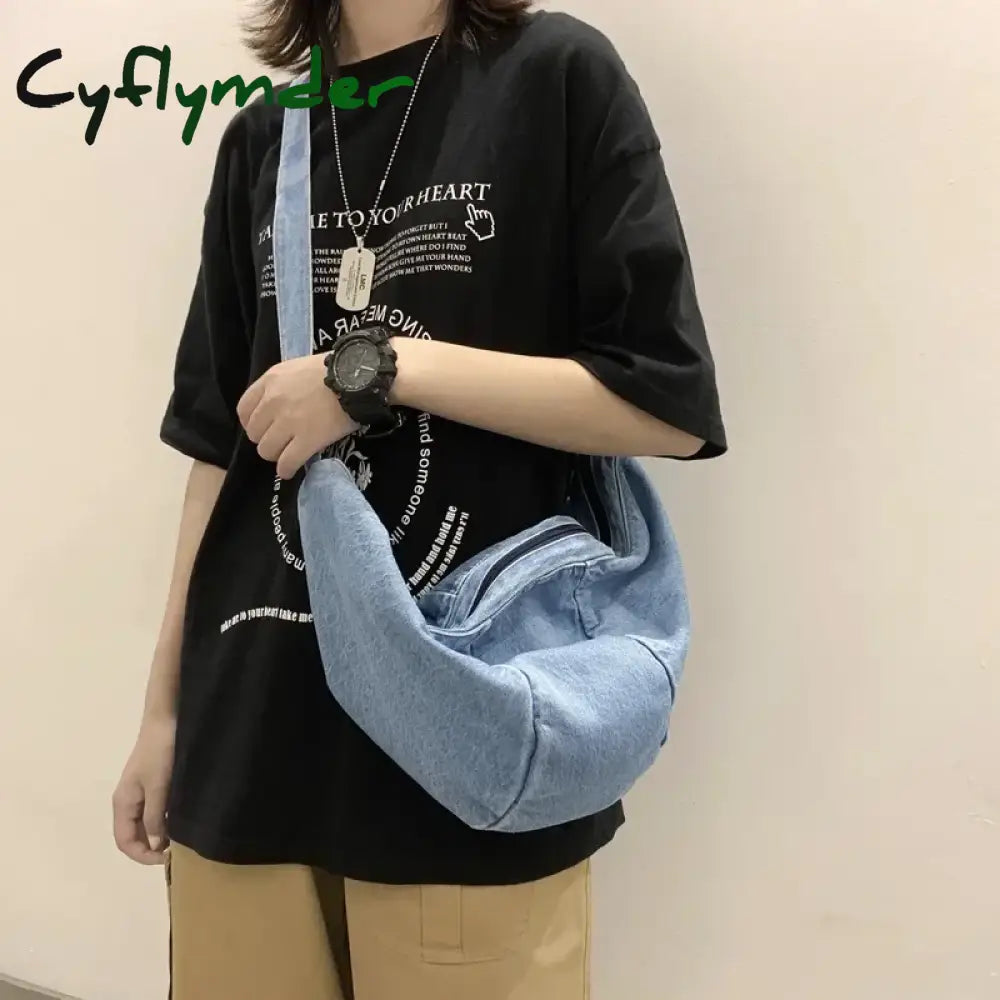 Cyflymder Casual Simplicity Large Shoulder Bags Women Canvas High Capacity Shopping Bag Crossed