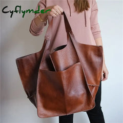 Cyflymder Casual Soft Large Capacity Tote Luxury Bag Women Handbags Designer Look Pu Leather