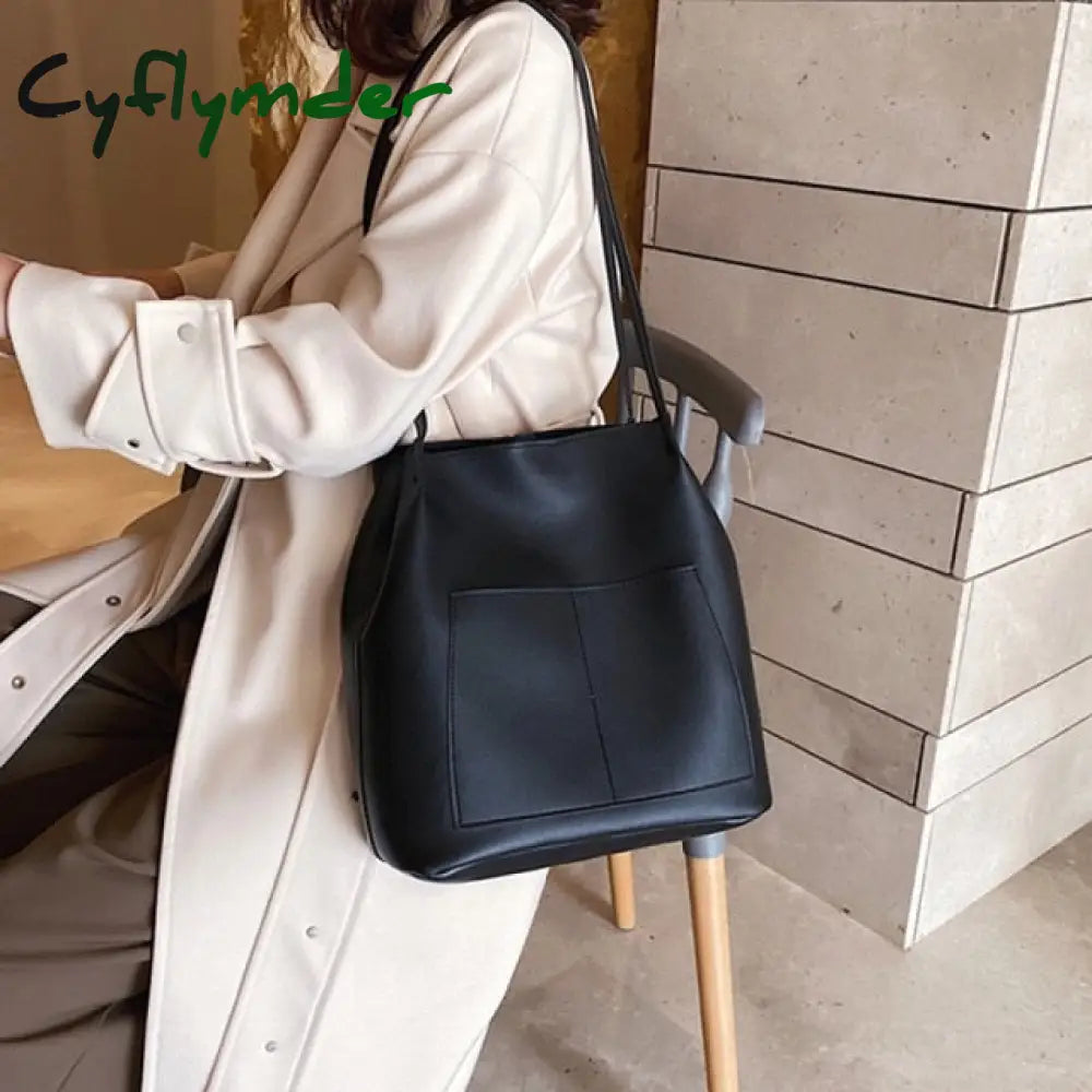 Cyflymder Casual Soft Large Capacity Tote Luxury Bag Women Handbags Designer Look Pu Leather