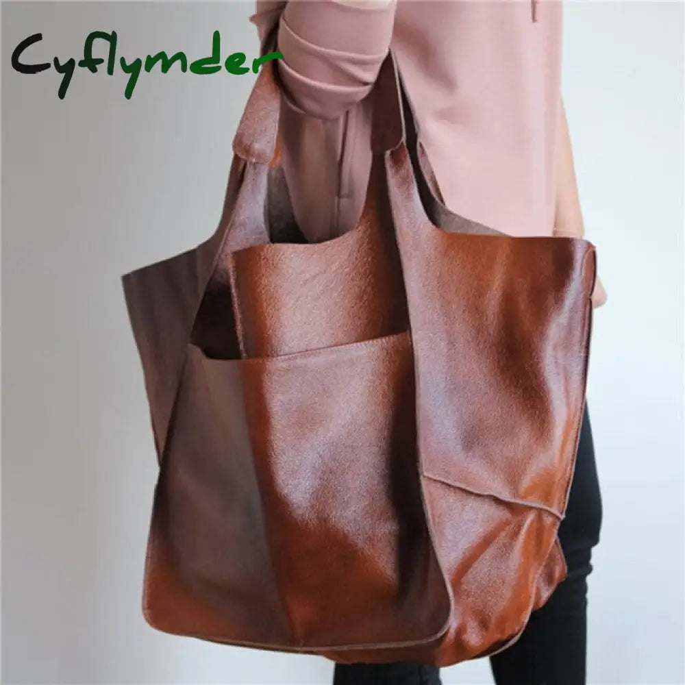 Cyflymder Casual Soft Large Capacity Tote Luxury Bag Women Handbags Designer Look Pu Leather