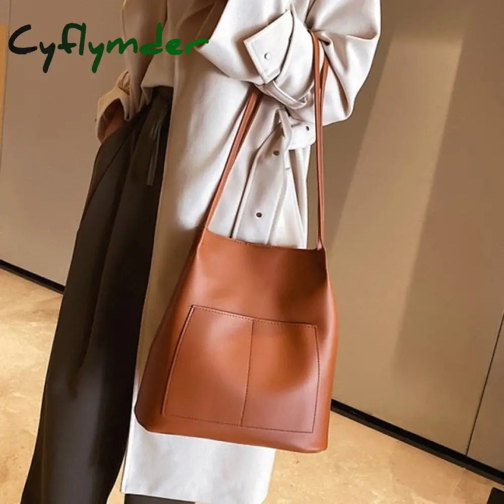 Cyflymder Casual Soft Large Capacity Tote Luxury Bag Women Handbags Designer Look Pu Leather