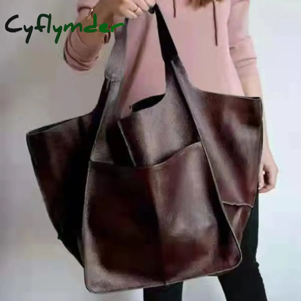 Cyflymder Casual Soft Large Capacity Tote Luxury Bag Women Handbags Designer Look Pu Leather