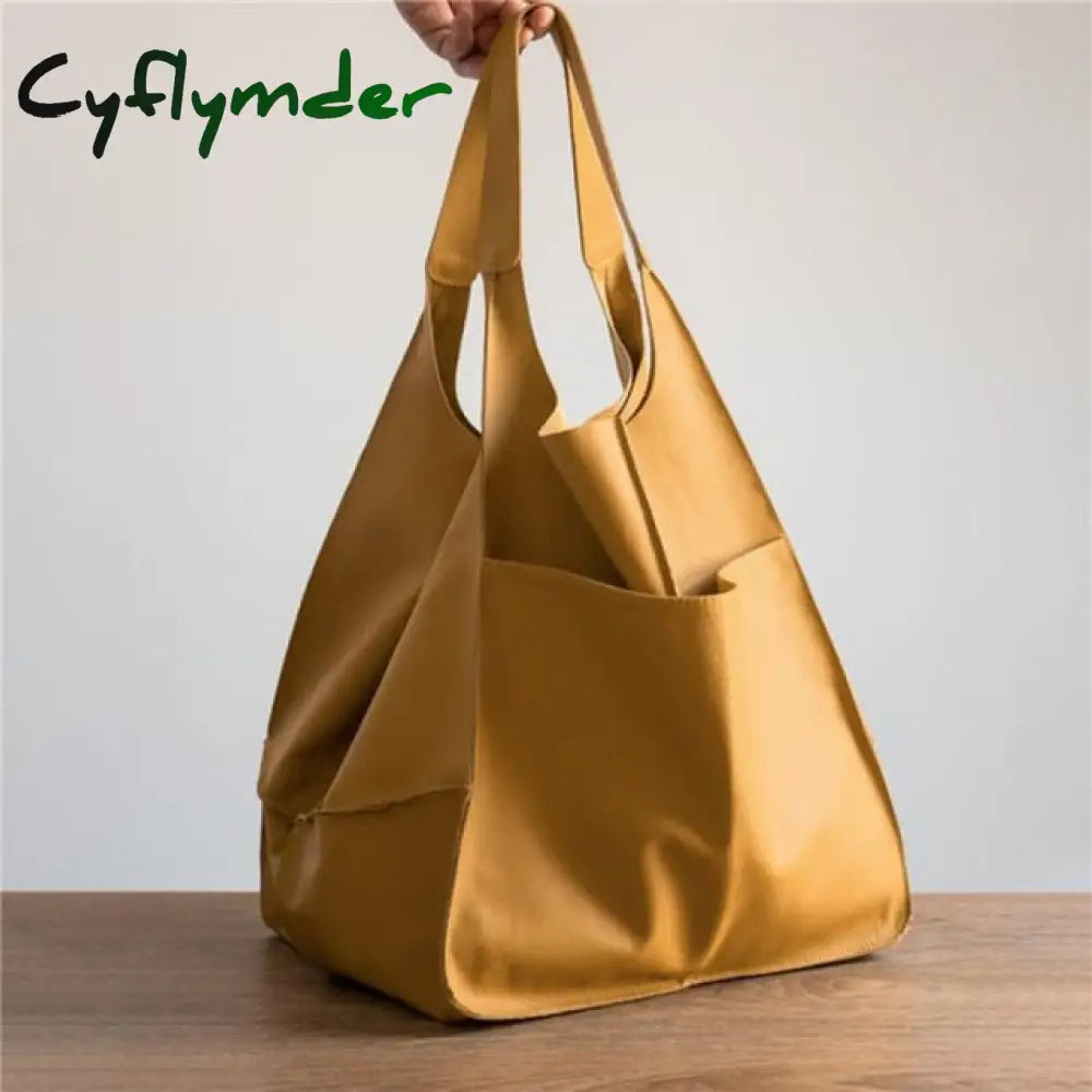 Cyflymder Casual Soft Large Capacity Tote Luxury Bag Women Handbags Designer Look Pu Leather