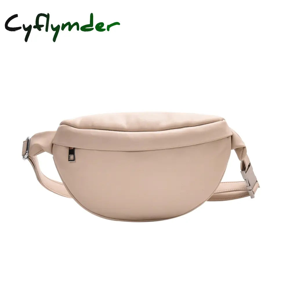 Cyflymder Casual Waist Bag Women Chest Shoulder Bags Female Pu Leather Belt Bolso Fanny Pack Beige