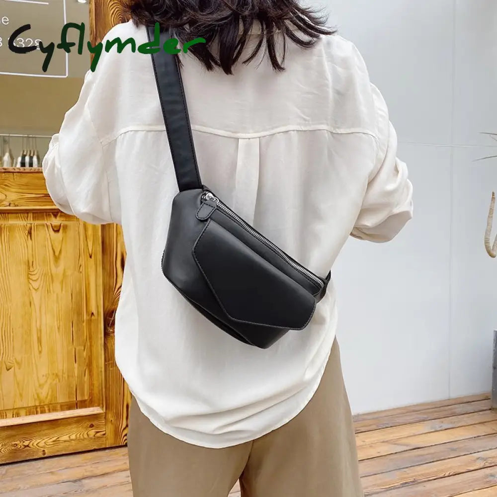 Cyflymder Casual Waist Bags For Women Leather Shoulder Bag Travel Small Chest Fanny Pack Belt