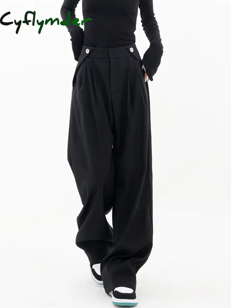 Cyflymder- Casual Wide Leg Pants Black / Xs