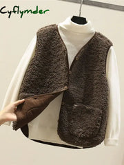 Cyflymder casual winter outfits Korean New Vests Spring Autumn Vest Women Waistcoat Winter Warm Thick Fleece Vests