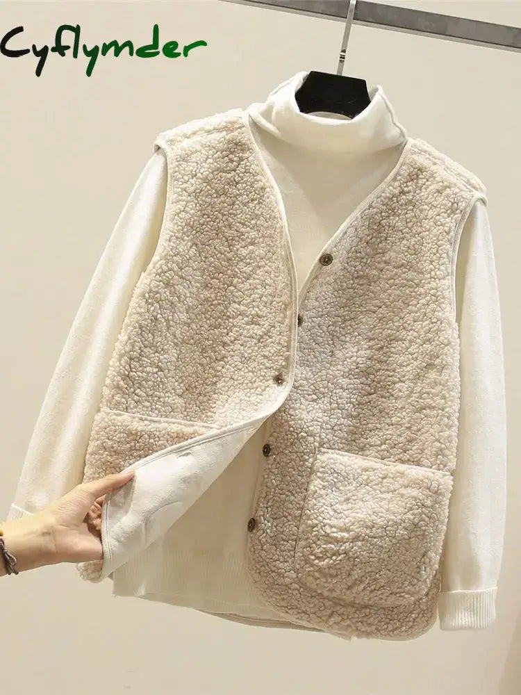 Cyflymder casual winter outfits Korean New Vests Spring Autumn Vest Women Waistcoat Winter Warm Thick Fleece Vests