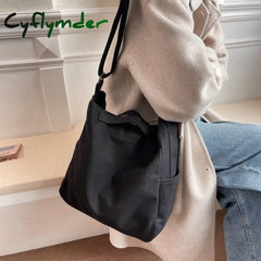 Cyflymder Casual Women Shoulder Bag Canvas Large Capacity Tote Handbags Solid Crossbody Bags Purse