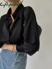 Cyflymder - Charlotte Oversized Button Up Collared Shirt Black / Xs Shirts