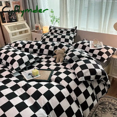 Cyflymder Checkerboard Bedding Set No Comforter Hot Sale Single Queen Size Flat Sheet Quilt Duvet Cover Pillowcase