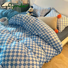 Cyflymder Checkerboard Bedding Set No Comforter Hot Sale Single Queen Size Flat Sheet Quilt Duvet Cover Pillowcase