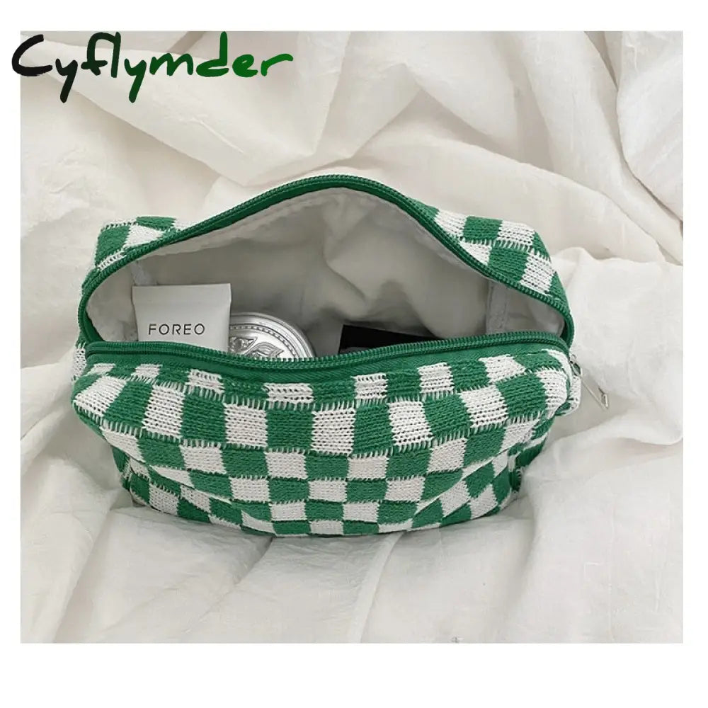 Cyflymder Checkerboard Storage Bag Pouch Basic Retro Check Patterns Pencil Pen Case For Travel