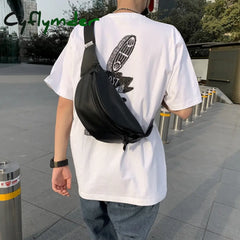 Cyflymder Chest Pack Men Sport Pu Leather Belt Bag Fashion Trend Waterproof Shoulder Waist Bags