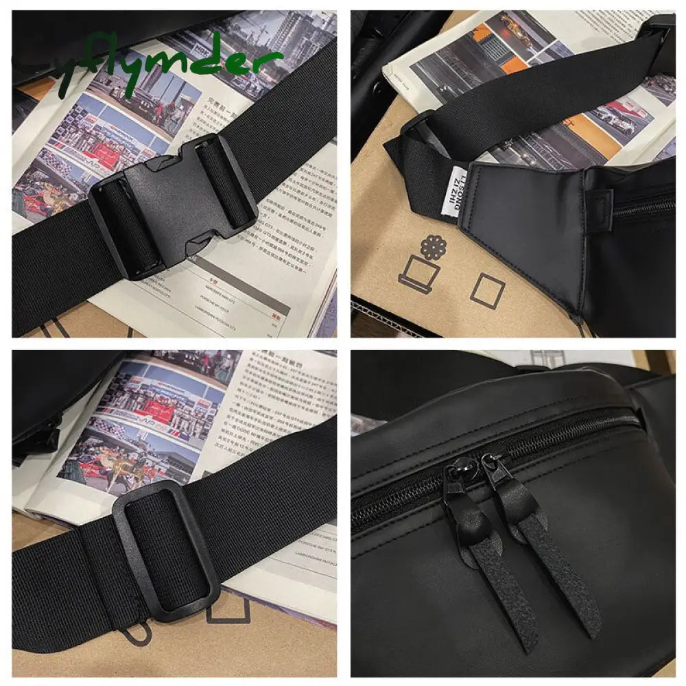 Cyflymder Chest Pack Men Sport Pu Leather Belt Bag Fashion Trend Waterproof Shoulder Waist Bags