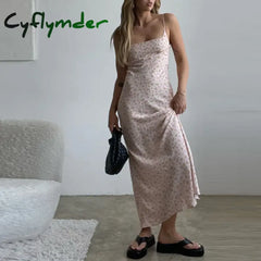 Cyflymder Chic Women Vintage Satin Long Dresses Elegant Lady Birthday Party Night Club Bodycon Y2K