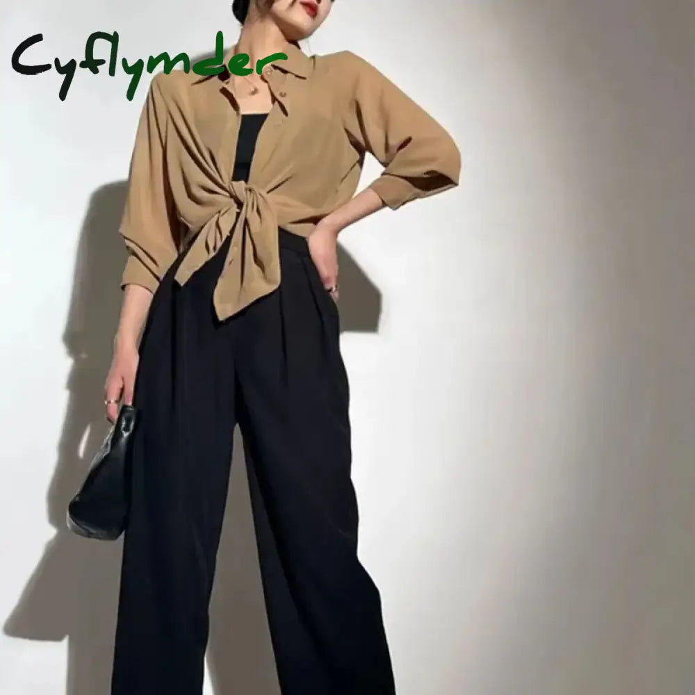 Cyflymder Chiffon Blouse For Women 2024 Summer Sheer Mesh Long Sleeve Sun Protection Shirts Korean