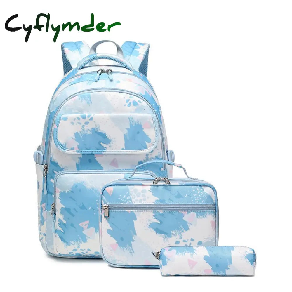 Cyflymder Children School Backpack For Teenage Girls 3 Pcs/Set Waterproof Schoolbag Kids Satchel