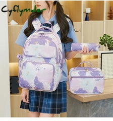 Cyflymder Children School Backpack For Teenage Girls 3 Pcs/Set Waterproof Schoolbag Kids Satchel