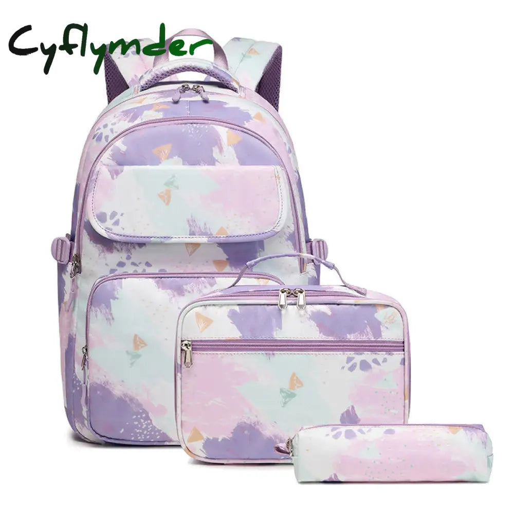 Cyflymder Children School Backpack For Teenage Girls 3 Pcs/Set Waterproof Schoolbag Kids Satchel