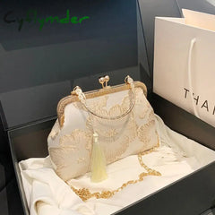 Cyflymder Chinese Style Embroidered Shoulder Bag Elegant Handbag Retro Small Square Bag