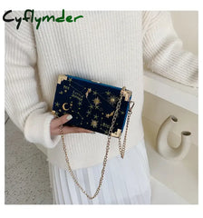 Cyflymder Christmas Party Bag Women Leather Shoulder Girls Small Box Shape Handbags Chain Messenger