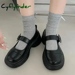 Cyflymder Chunky Loafers Shoes autumn Women Japanese Style Slip On brown Lolita Shoes Women Fashion Thick Sole Round