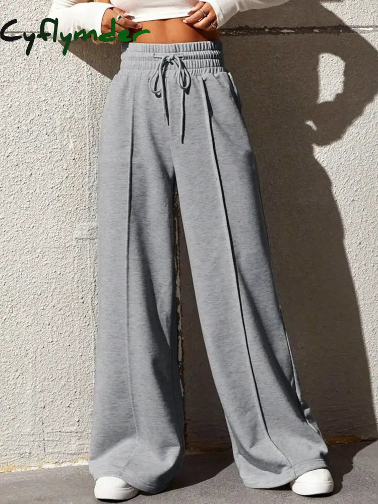 Cyflymder- City Walk Wide Leg Sweatpants Grey / Xs