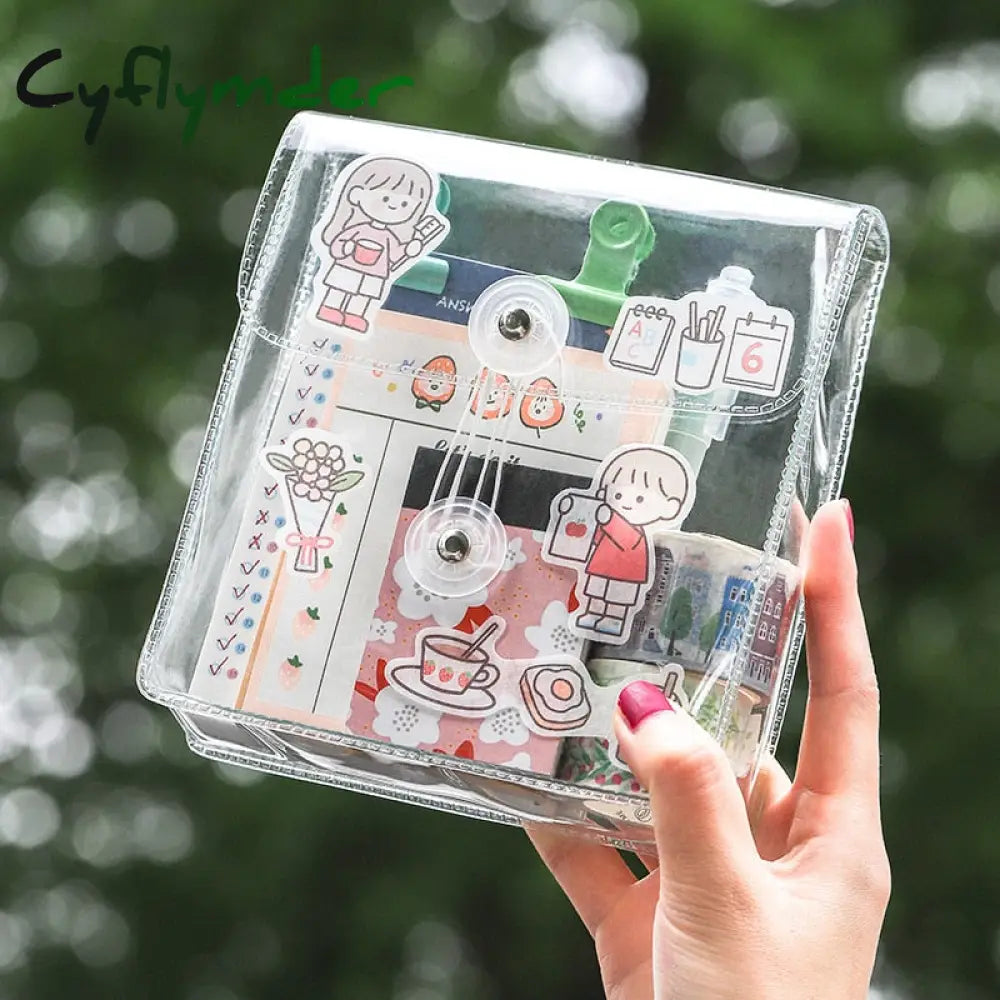 Cyflymder Clear Cosmetic Bag Waterproof Pvc Pencil Pouch Toiletry Carry Portable Organizer Sticker