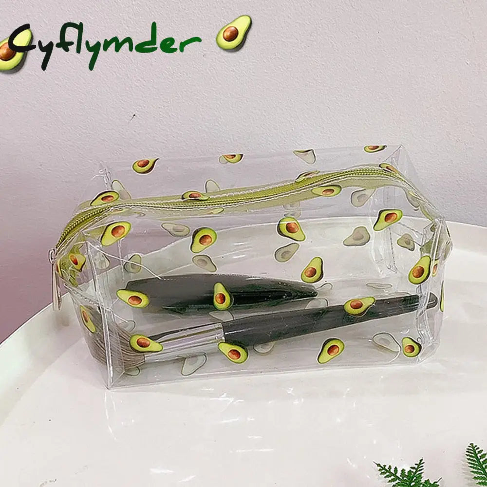 Cyflymder Clear Makeup Bag Fashion Transparent Travel Portable Mini Wash Storage Bags Strawberry