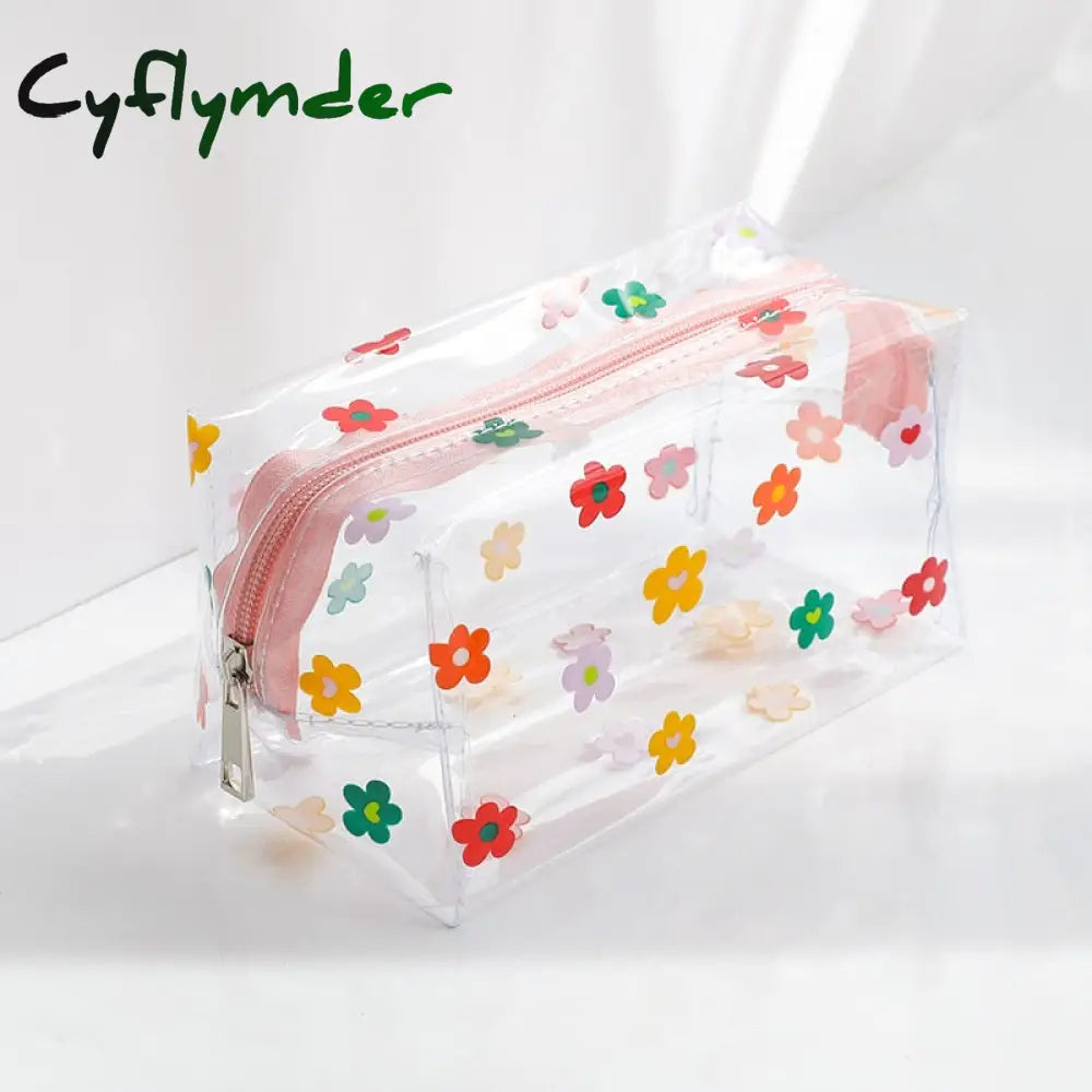 Cyflymder Clear Makeup Bag Fashion Transparent Travel Portable Mini Wash Storage Bags Strawberry