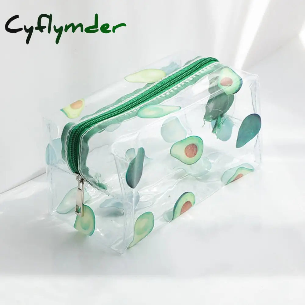 Cyflymder Clear Makeup Bag Fashion Transparent Travel Portable Mini Wash Storage Bags Strawberry