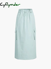 Cyflymder- Cloud 9 Cotton Cargo Maxi Skirt Green / S Skirts