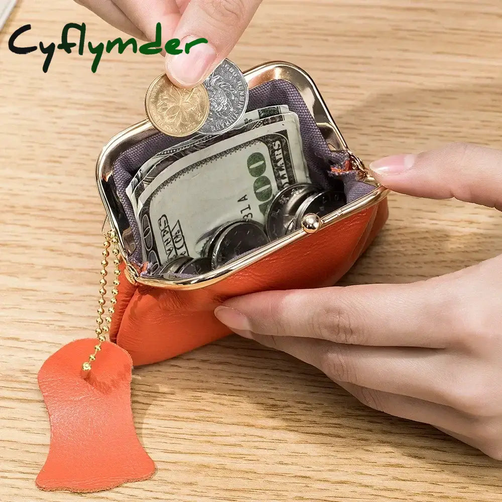 Cyflymder Coin Purse For Women Genuine Cow Leather Ladies Fashion Wallets Small Purses Elegant