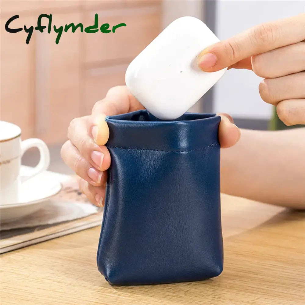 Cyflymder Coin Purse Spring Sheet Automatic Closure Small Change Pouch Earphones Data Cable Storage Bag Mini Wallet for