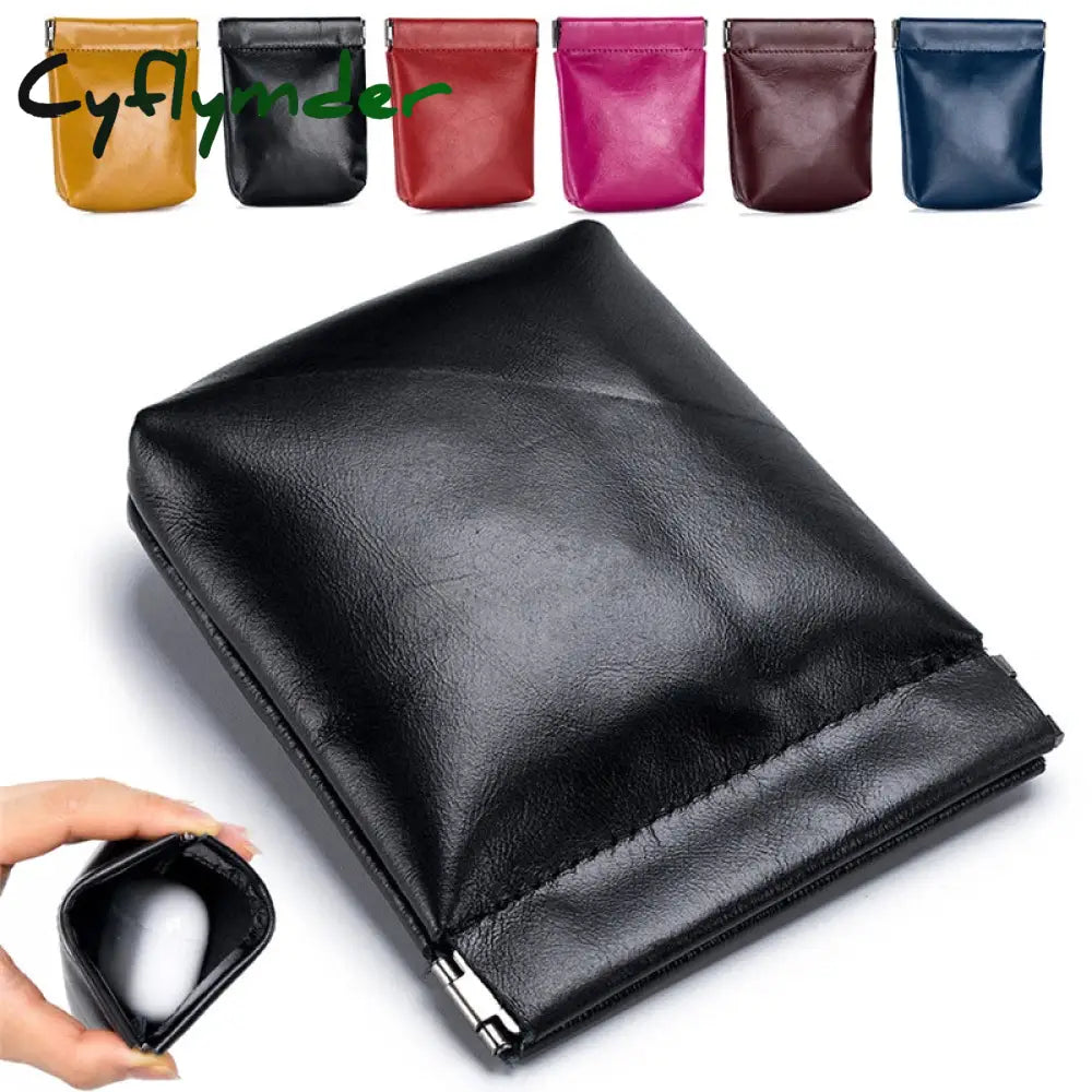 Cyflymder Coin Purse Spring Sheet Automatic Closure Small Change Pouch Earphones Data Cable Storage Bag Mini Wallet for