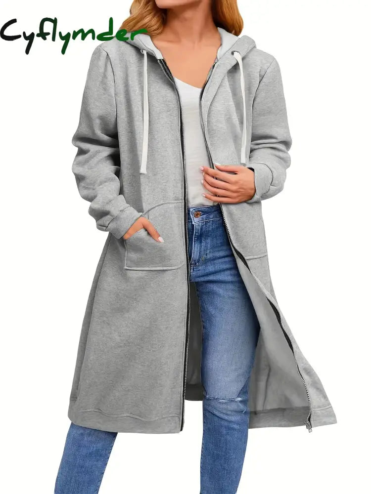 Cyflymder cold weather outfits Plus Size Hoodies for Women Casual Full Zip Hoodies Comfortable Women’s Long Hoodies