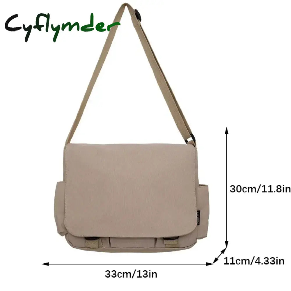 Cyflymder Collage Student School Bags Women&Men Unisex Crossbody Bags Multipockets Messenger Bag Simple Nylon Shoulder