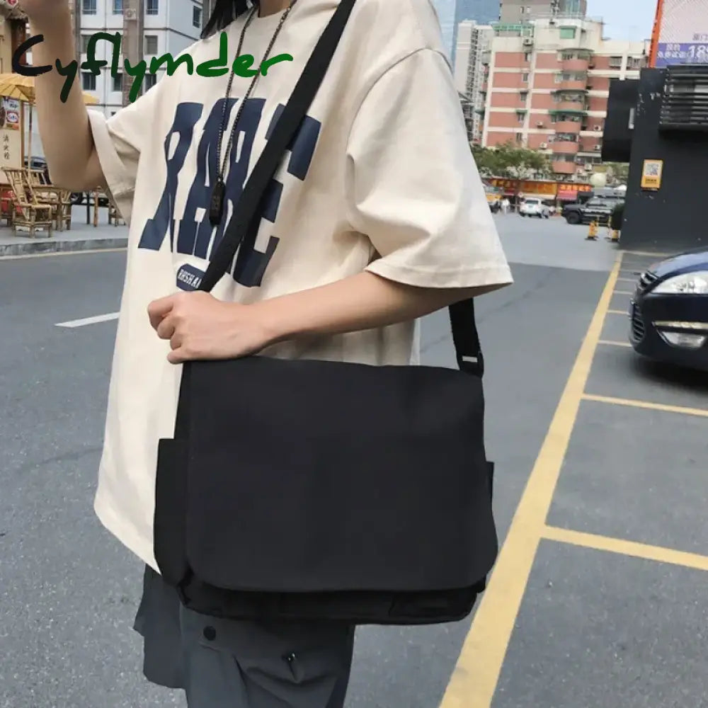 Cyflymder Collage Student School Bags Women&Men Unisex Crossbody Bags Multipockets Messenger Bag Simple Nylon Shoulder