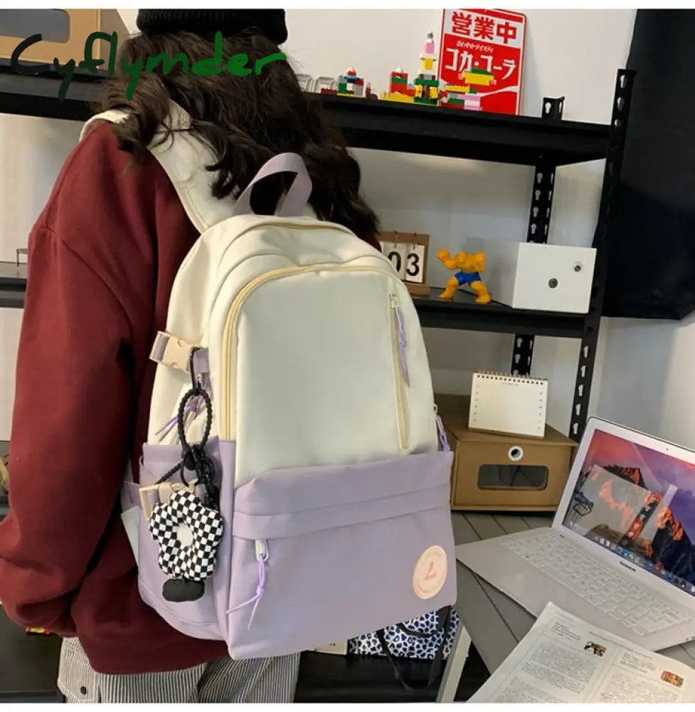 Cyflymder College Student Ladies Cute Backpack Large Women Female Harajuku School Bags Book Kawaii