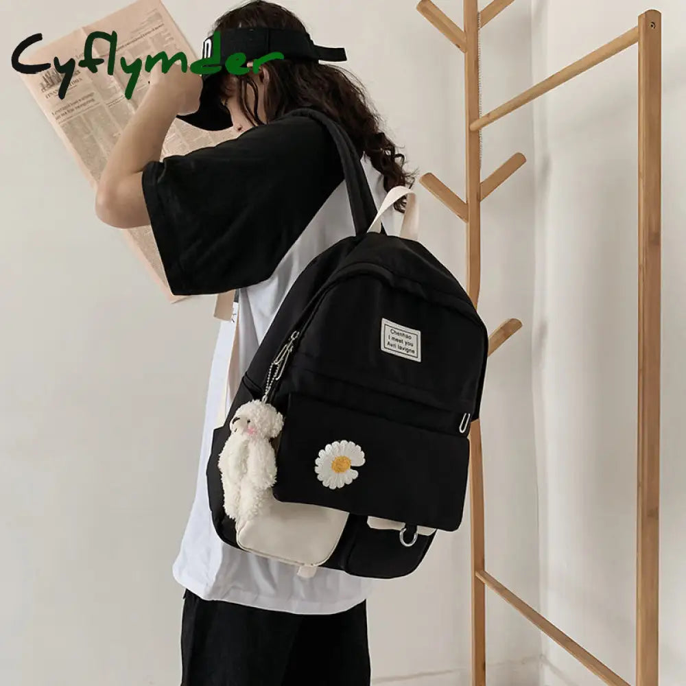 Cyflymder College Student Ladies Cute Backpack Women Flower Female Harajuku School Bags Book Kawaii