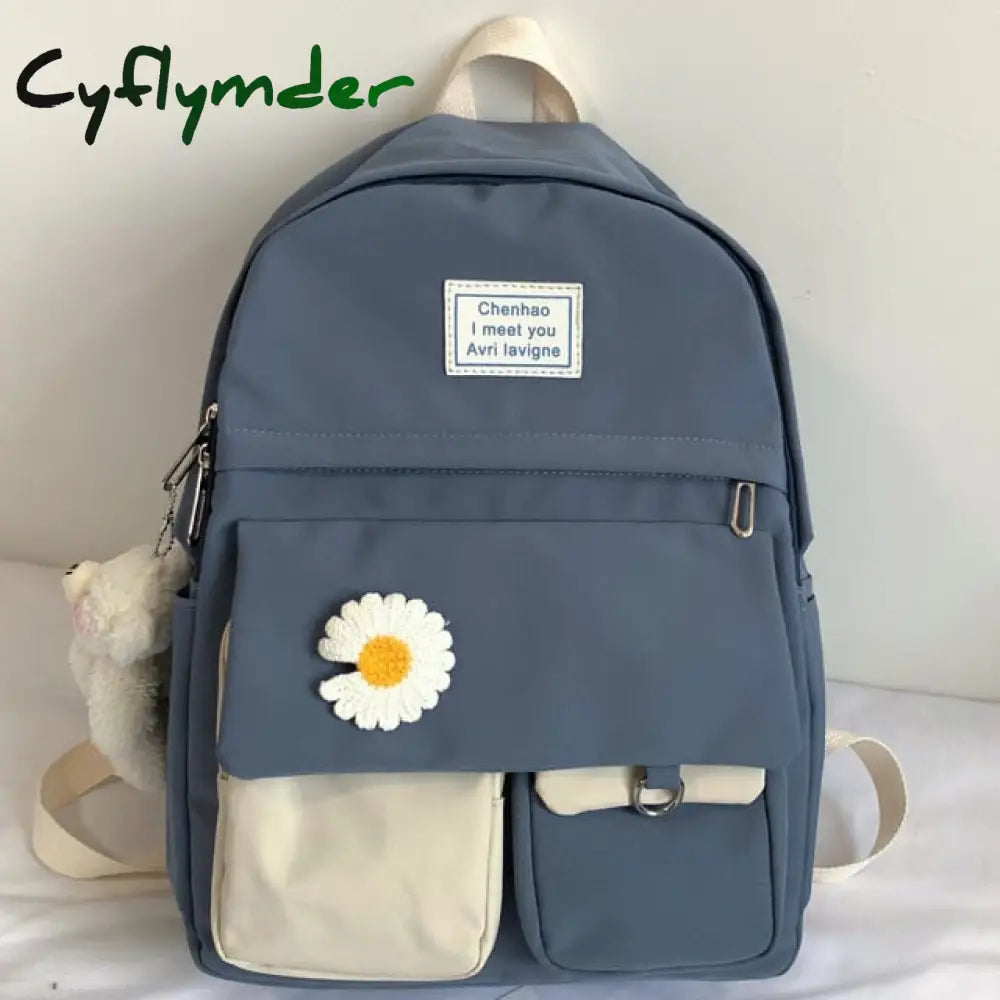 Cyflymder College Student Ladies Cute Backpack Women Flower Female Harajuku School Bags Book Kawaii