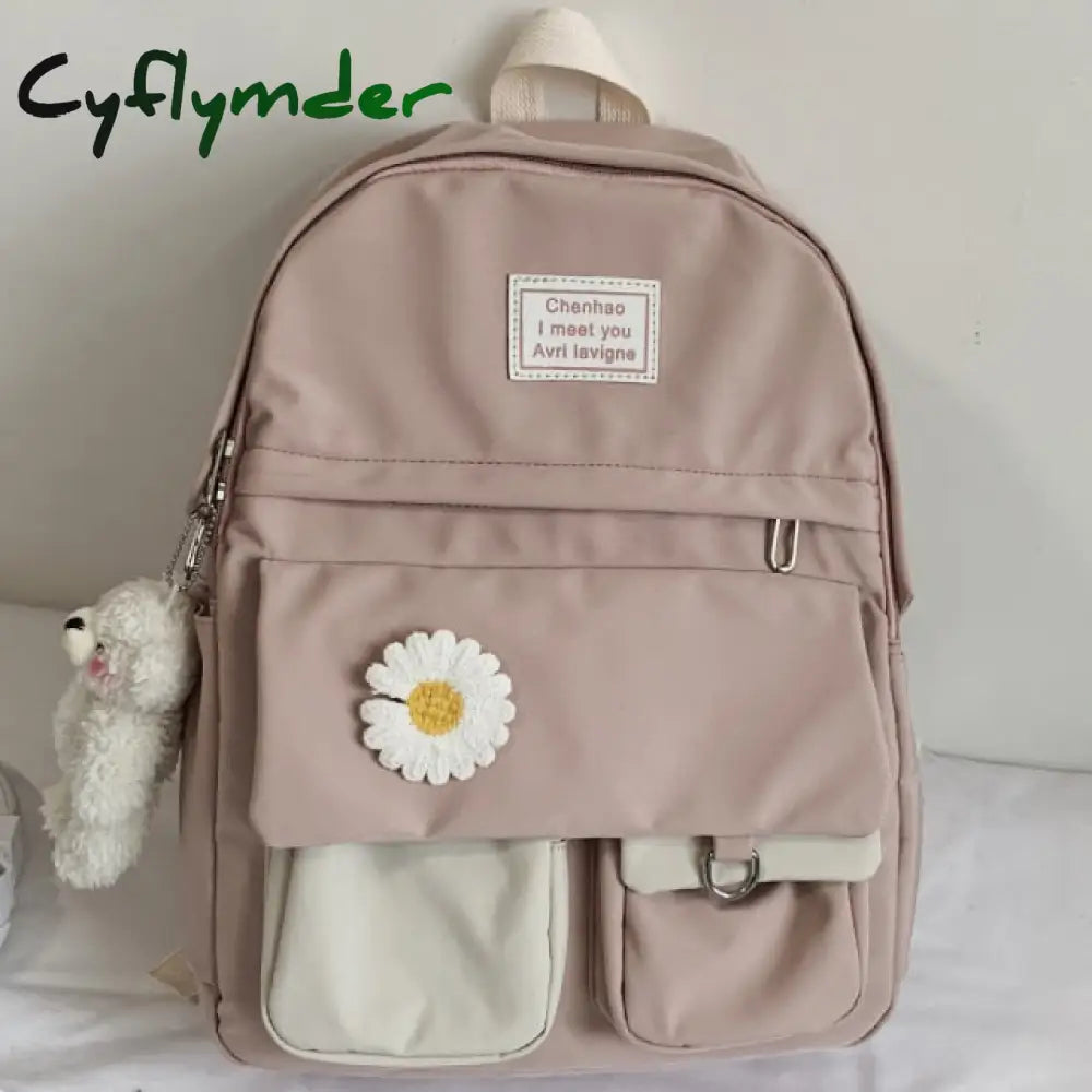 Cyflymder College Student Ladies Cute Backpack Women Flower Female Harajuku School Bags Book Kawaii