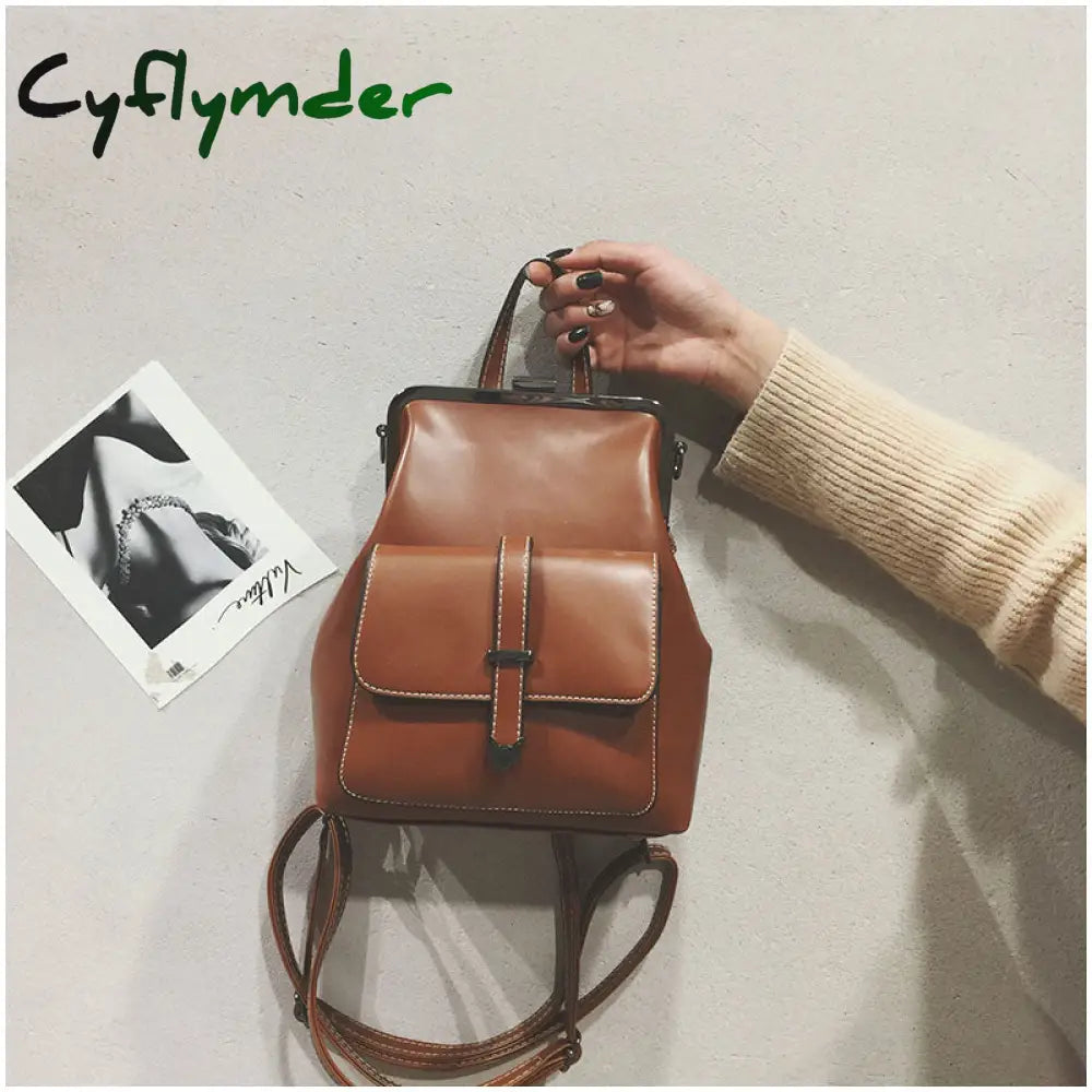 Cyflymder College Wind Retro Women Backpacks Fashion New High-Quality Pu Leather Shoulder Bags