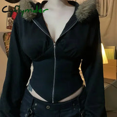 Cyflymder comfy outfits winter Jackets Casual Turn-Down Collar Long Sleeve Coats Dark Solid Zipper Pockets Women Autumn